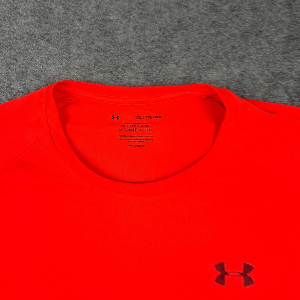 Under Armour T-Shirt Mens XXL Orange Tech Tee HeatGear Short Sleeve Gym Athletic - Picture 6 of 11